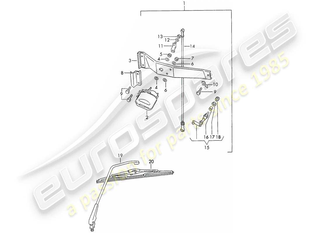 porsche 911/912 (1969) rear window wiper part diagram