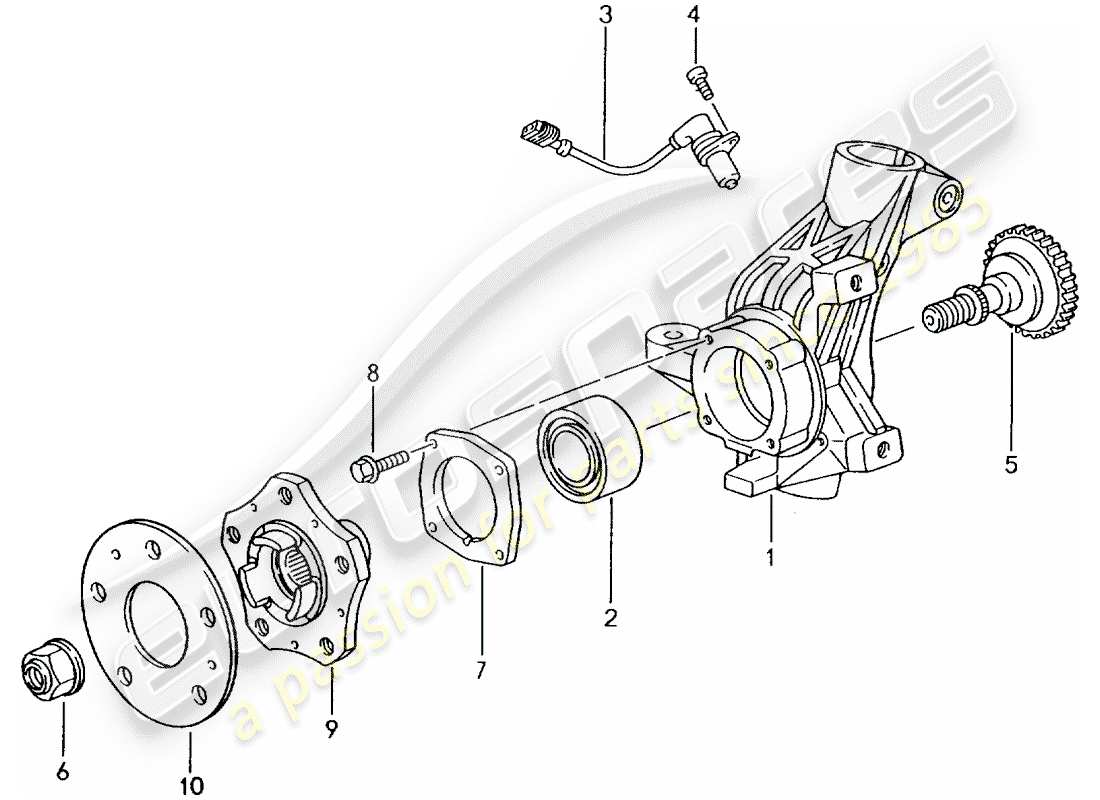 porsche 996 gt3 (2005) wheel carrier - wheel hub part diagram