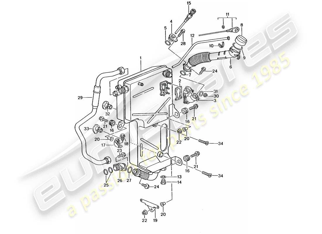 porsche 996 gt3 (2005) engine lubrication - oil tank part diagram