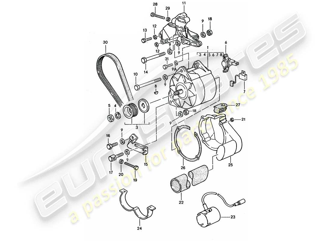 porsche 928 (1992) alternator part diagram