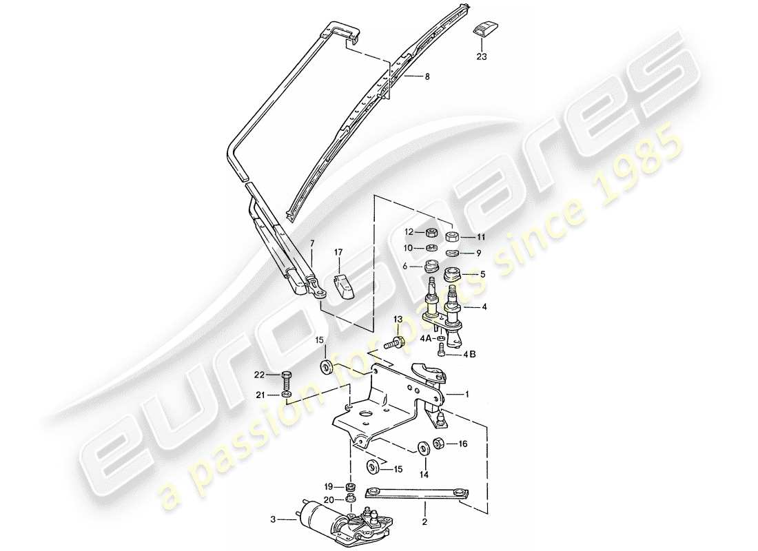 porsche 928 (1989) rear window wiper part diagram