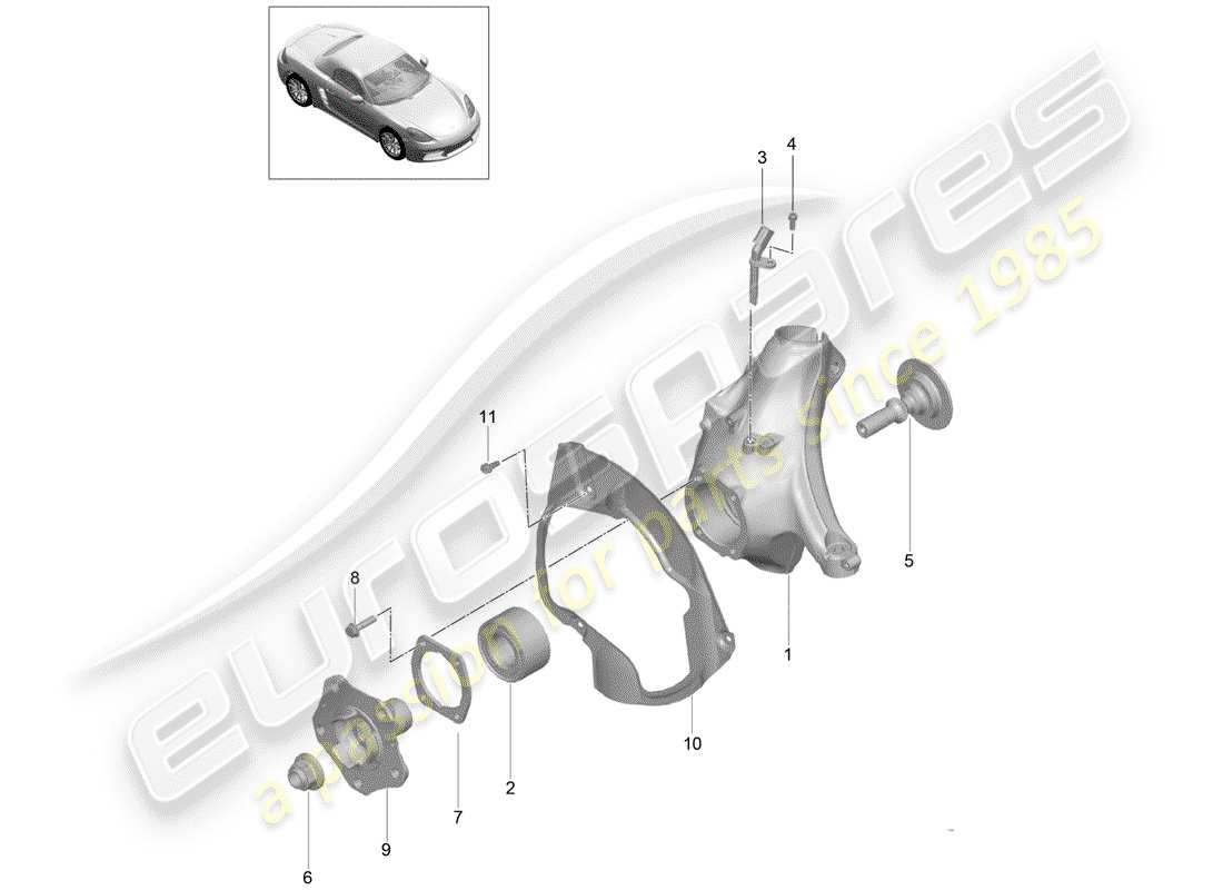 porsche 718 boxster (2019) wheel carrier part diagram