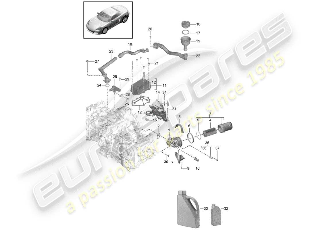 porsche 718 boxster (2019) engine (oil press./lubrica.) part diagram