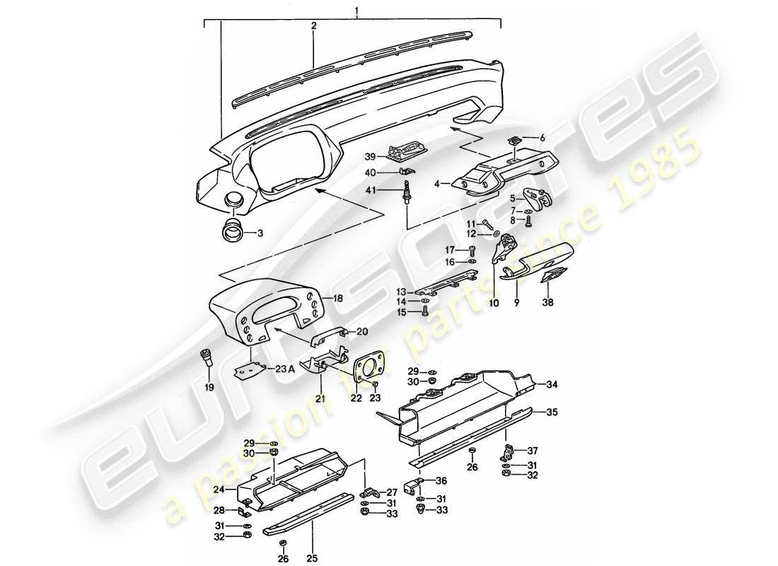 porsche 928 (1987) dash panel trim - d - mj 1990>> part diagram