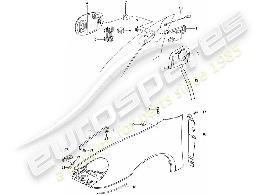 porsche 996 gt3 (2005) fender part diagram