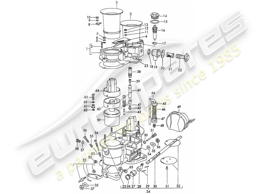 porsche 356b/356c (1964) single parts - for - carburetor - weber 46 idm 2 part diagram