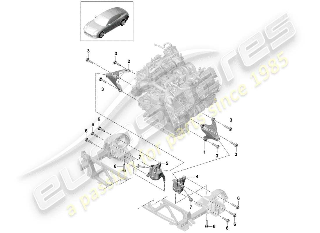 porsche panamera 971 (2018) engine lifting tackle part diagram