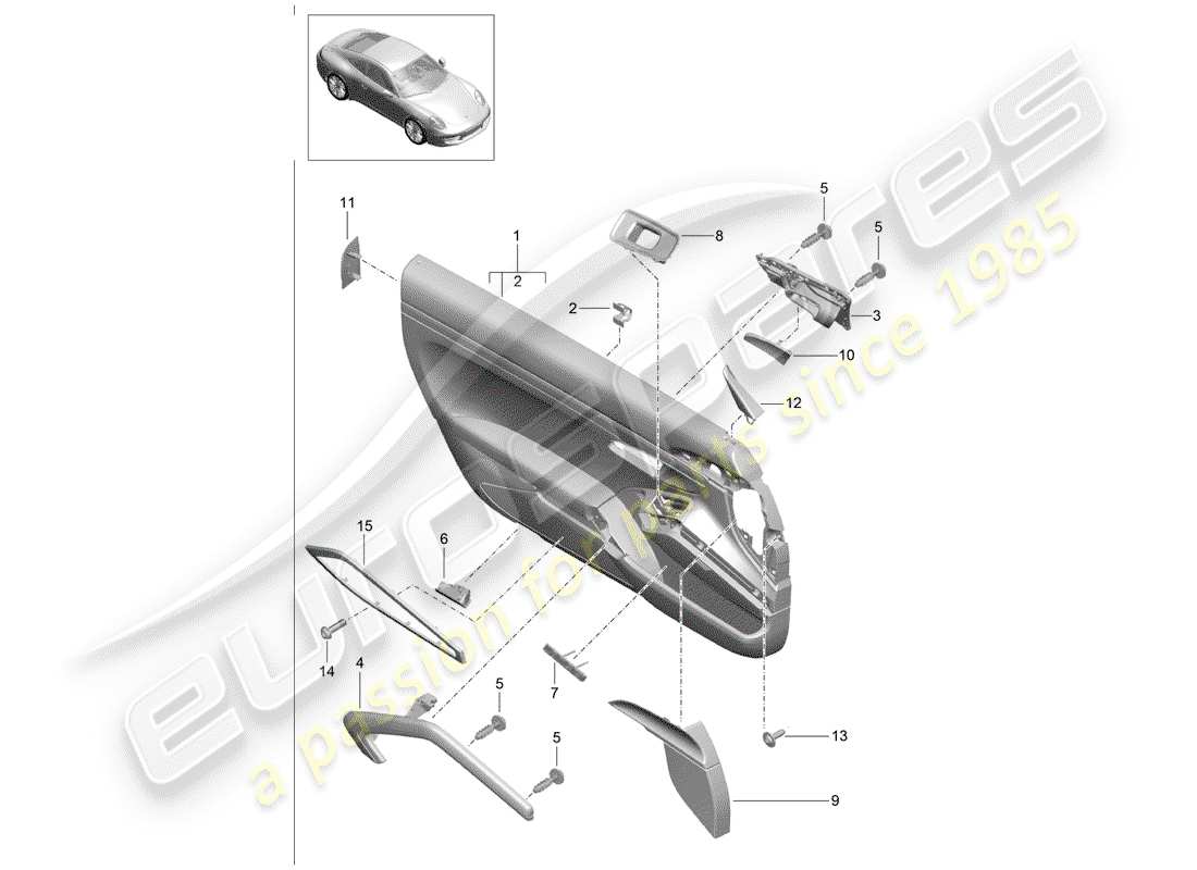 porsche 991 (2016) door panel part diagram