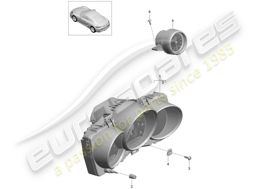 porsche 718 cayman (2018) instrument cluster part diagram