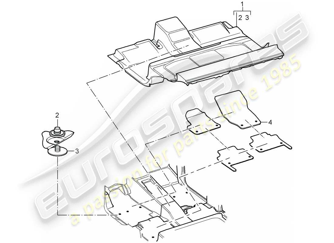 porsche cayenne (2008) floor cover part diagram