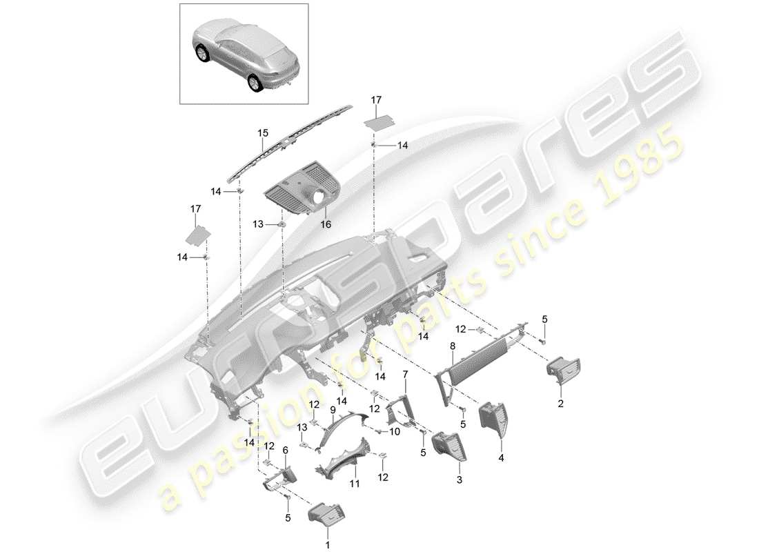 porsche macan (2018) accessories part diagram