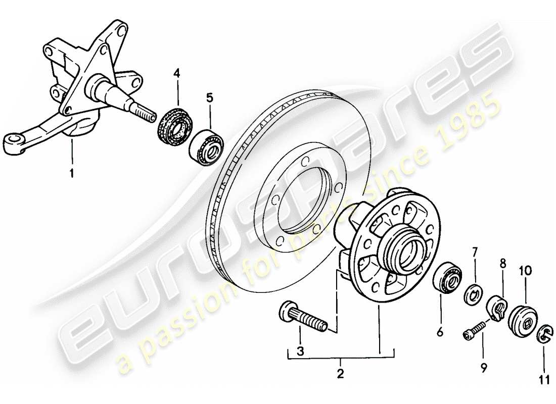 porsche 924s (1987) steering knuckle - lubricants part diagram