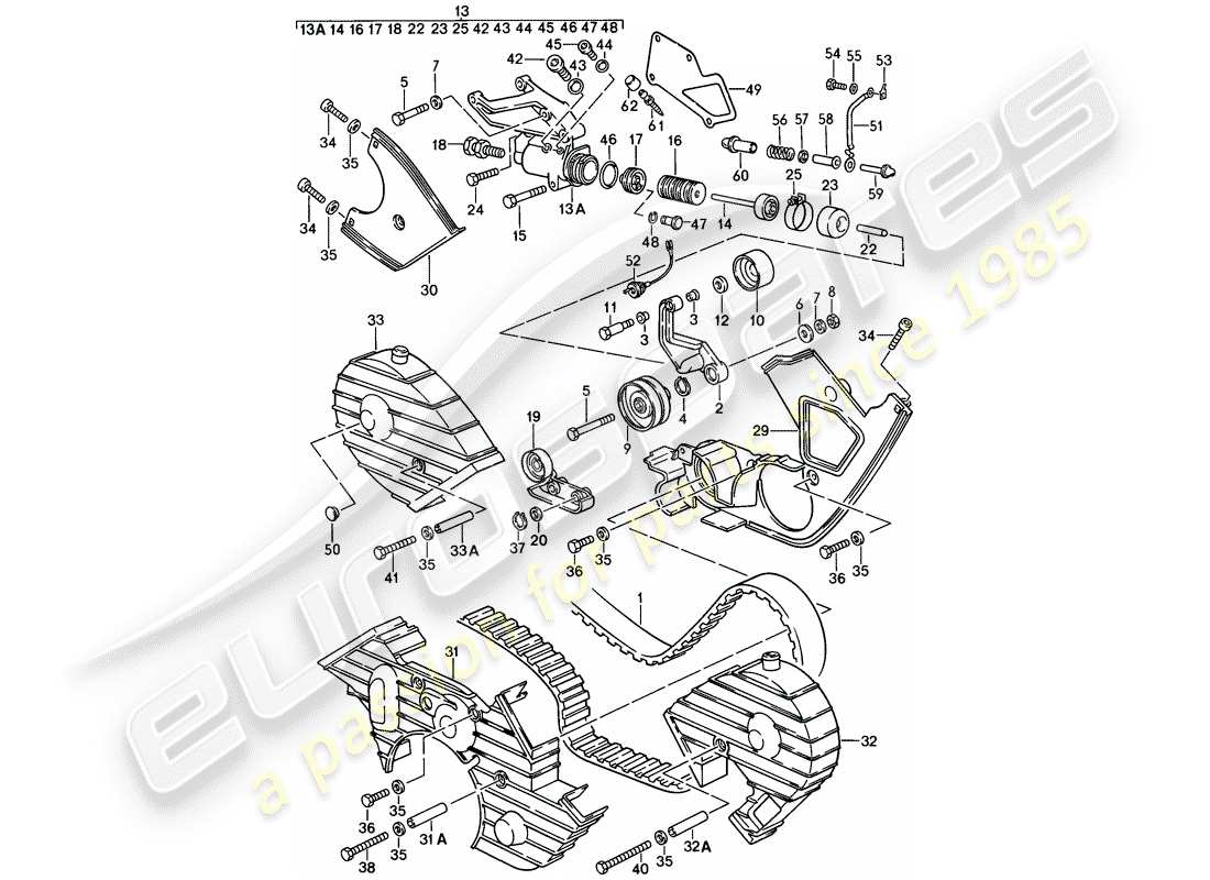 porsche 928 (1986) driving mechanism - camshaft part diagram