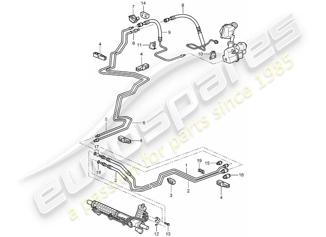 porsche 996 (2004) power steering - hydraulic line - f >> 99-4s630 356 - f >> 99-4s603 928 - f >> 99-4s642 725 part diagram