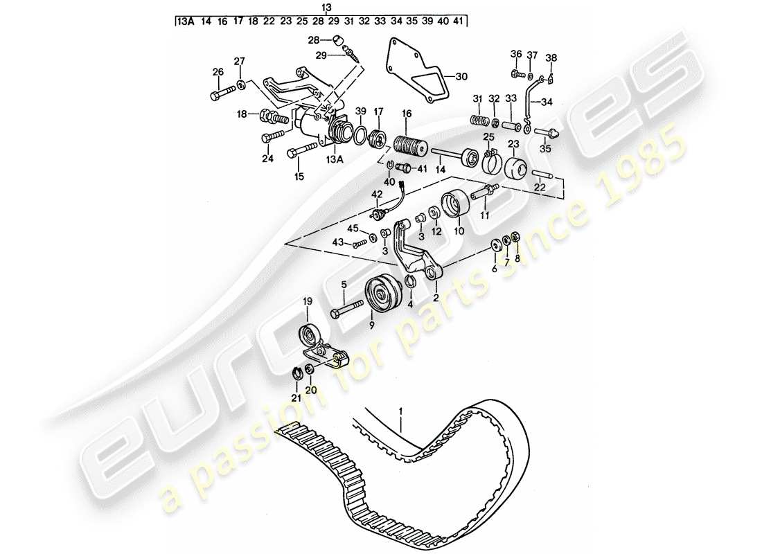 porsche 928 (1987) driving mechanism - camshaft part diagram