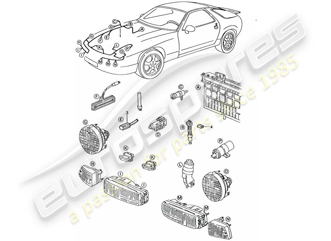 porsche 928 (1992) harness part diagram