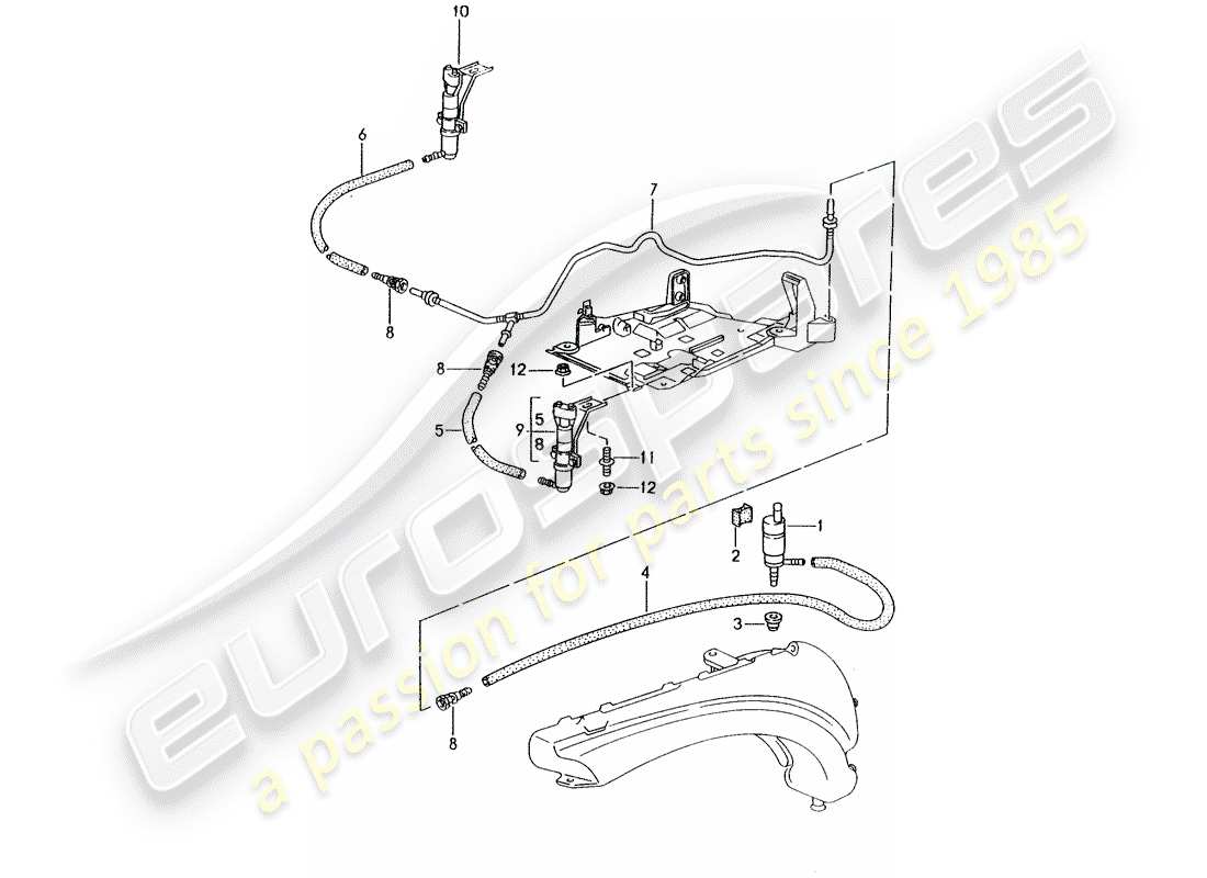 porsche 996 (2002) headlight washer system - d >> - mj 2001 part diagram