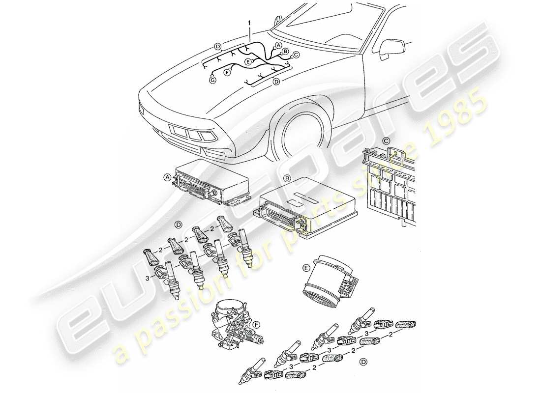 porsche 928 (1987) harness - lh-jetronic part diagram