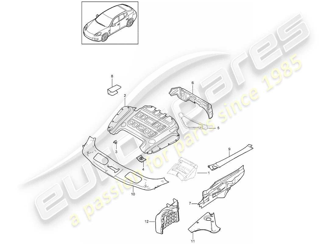 porsche panamera 970 (2010) sound absorber part diagram