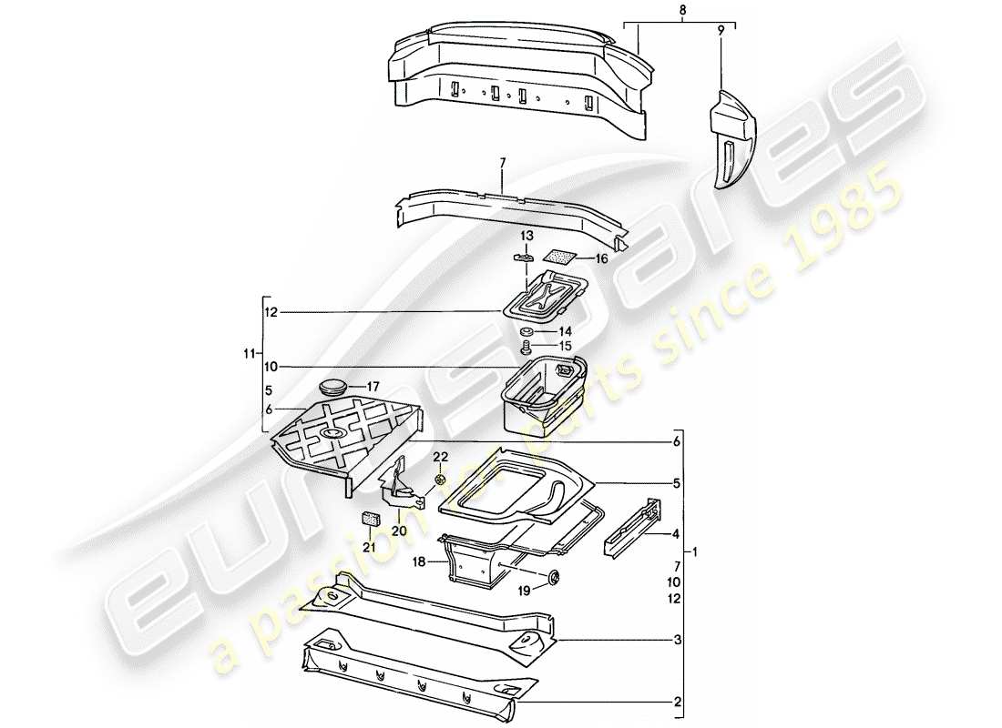 porsche 928 (1986) frame - rear end part diagram