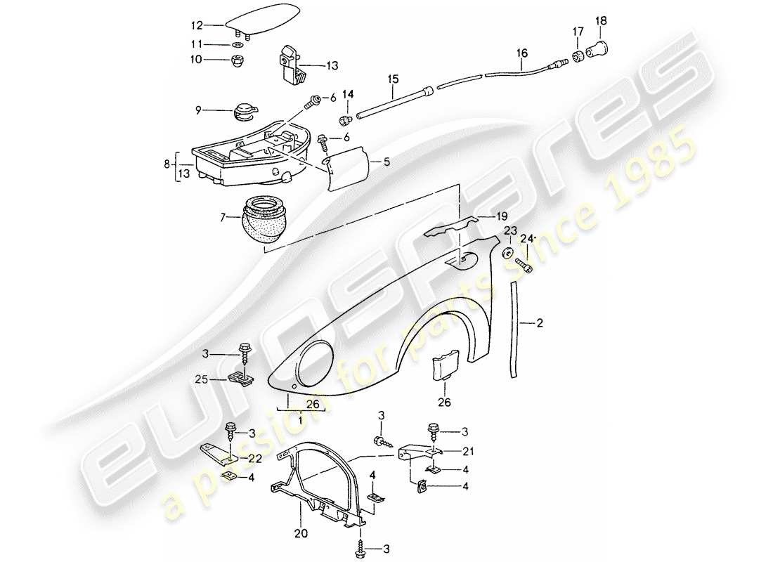 porsche 993 (1996) fender part diagram