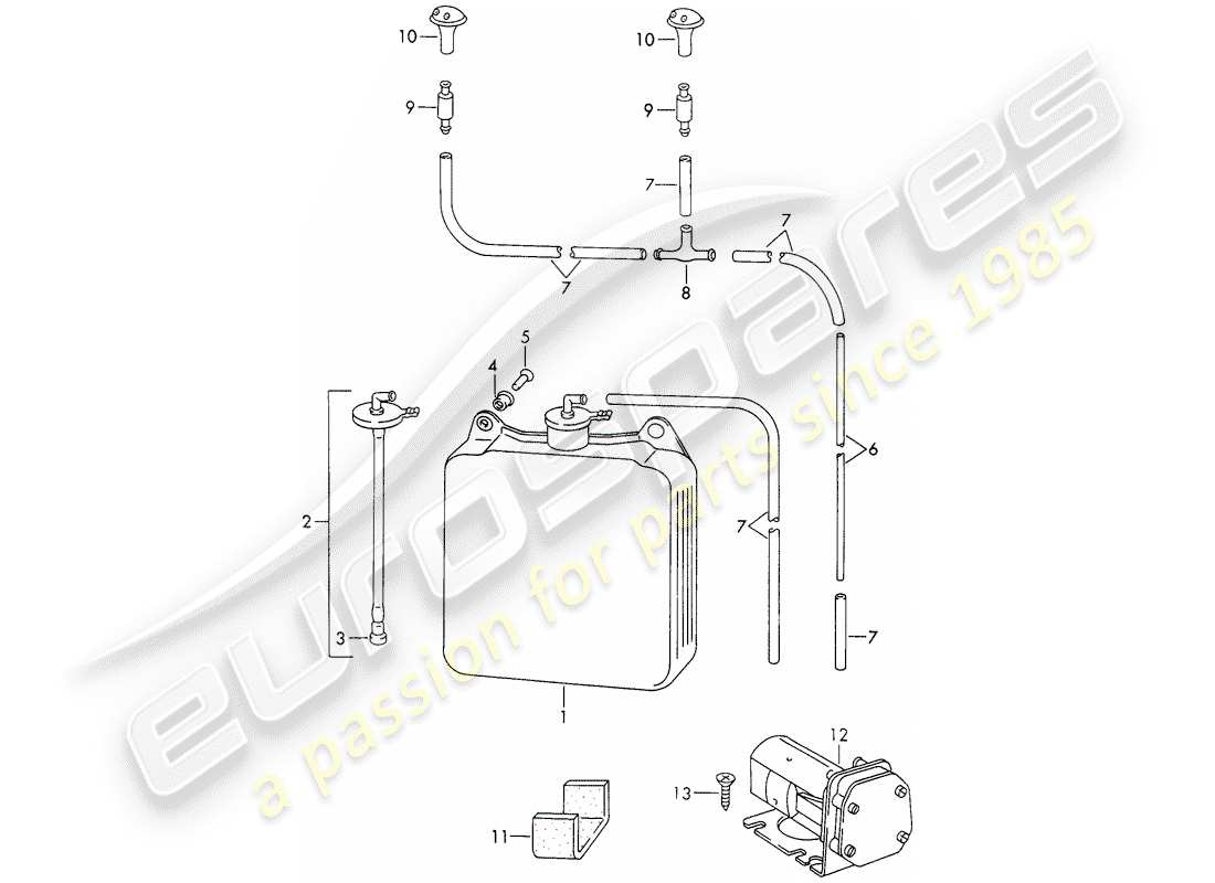 porsche 911/912 (1969) windshield washer unit - d >> - mj 1967 part diagram