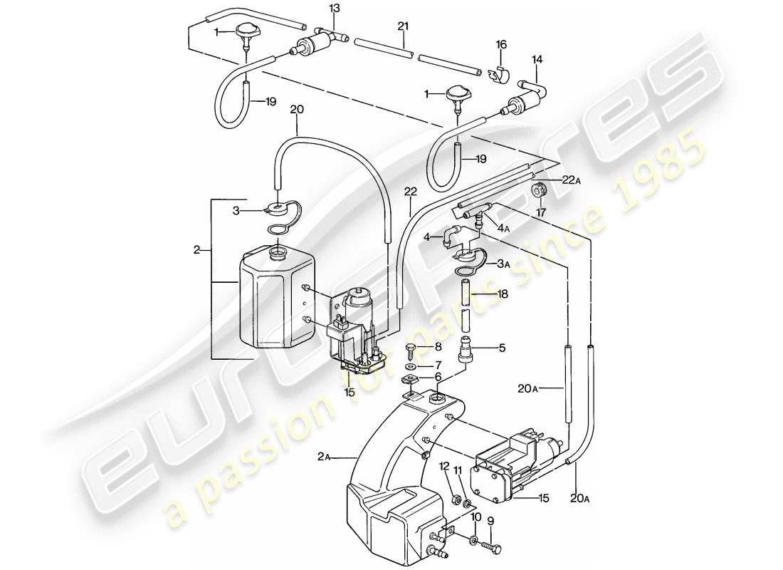 porsche 924 (1978) windshield washer unit - d >> - mj 1978 part diagram