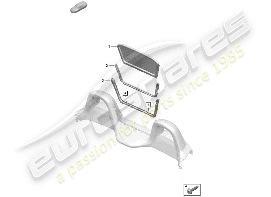 porsche boxster spyder (2020) windscreen part diagram