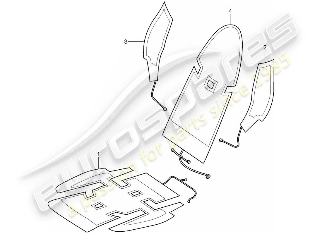 porsche cayman 987 (2008) seat heater part diagram