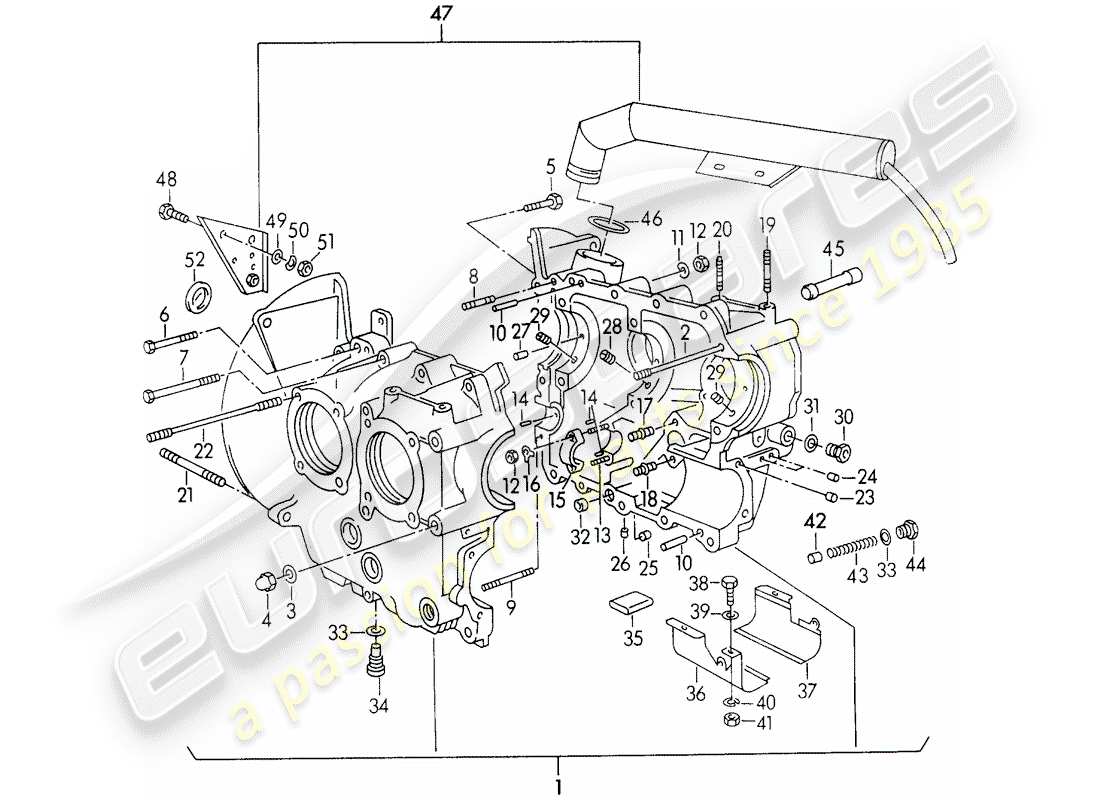 porsche 356/356a (1957) crankcase part diagram