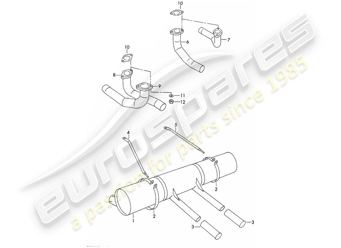 porsche 356/356a (1957) silencer - and - accessories part diagram