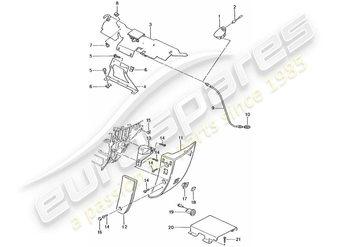 porsche 996 (2002) phone preparation part diagram