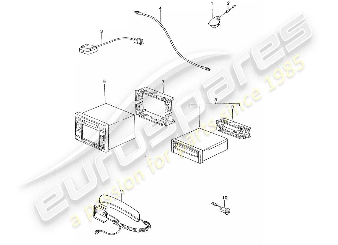 porsche 996 (2003) navigation system - teleph.operat.device/-teleph. - d >> - mj 2002 part diagram