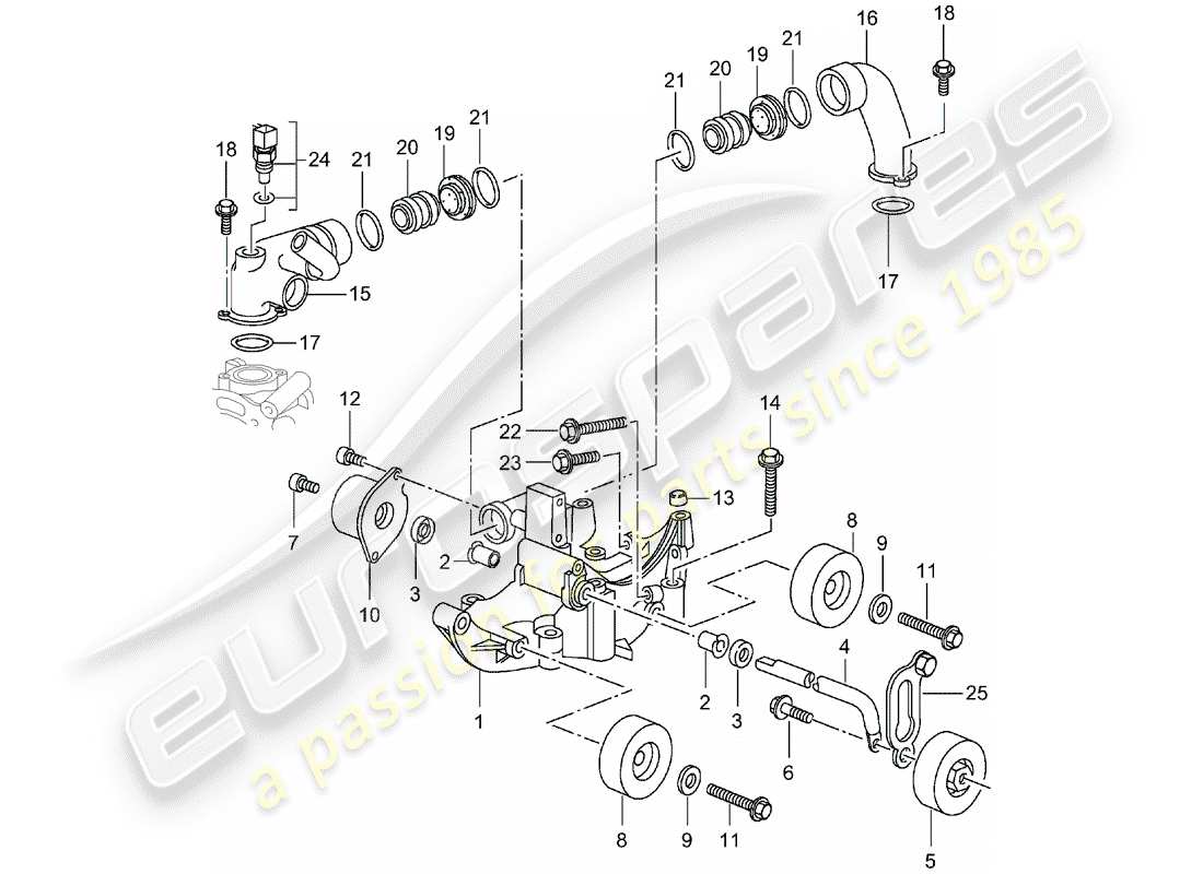 porsche 996 gt3 (2005) belt tensioner - belt drive part diagram