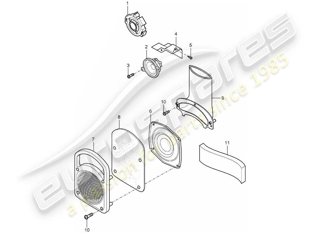 porsche carrera gt (2005) loudspeaker part diagram