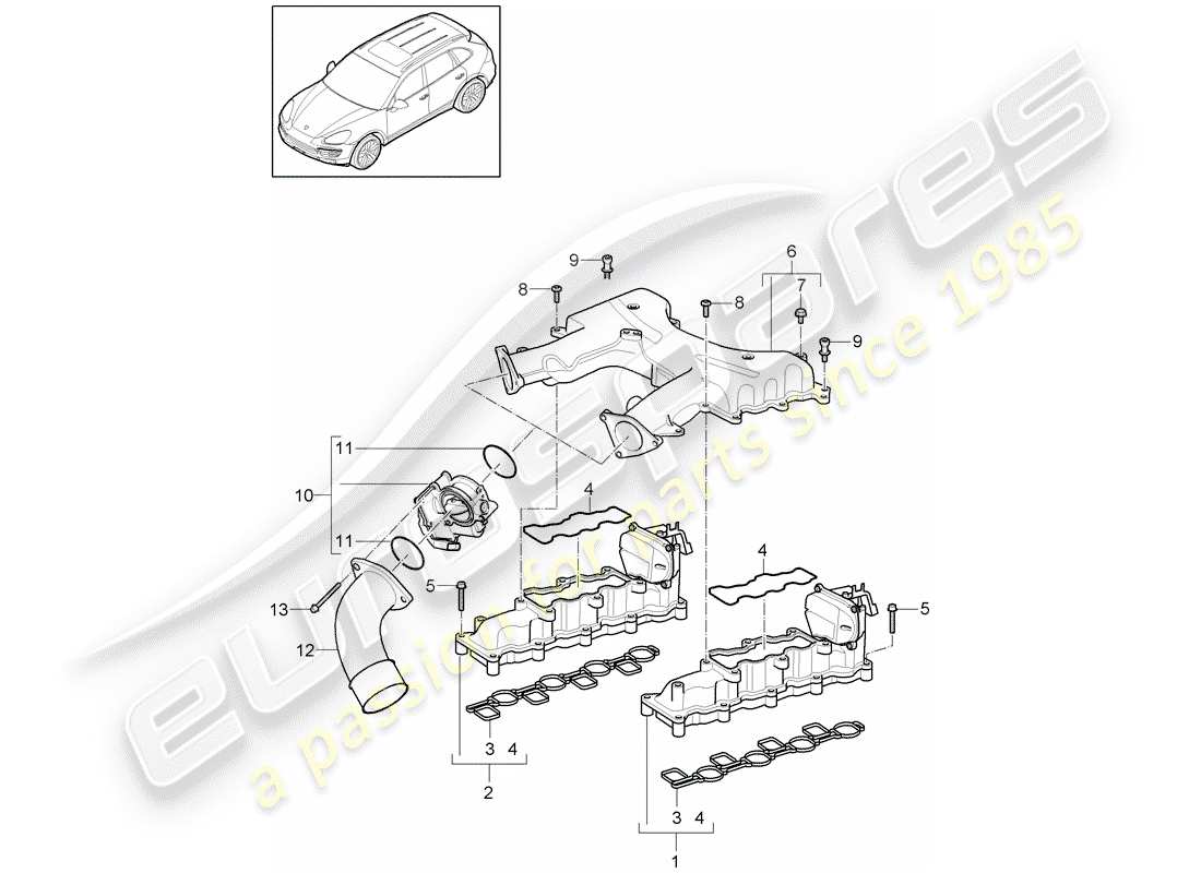 porsche cayenne e2 (2016) intake manifold part diagram