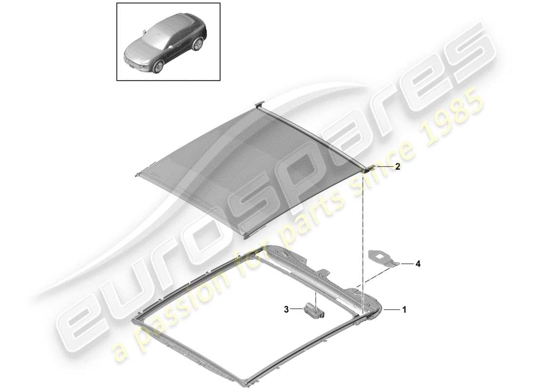 porsche cayenne e3 (2020) glass roof part diagram