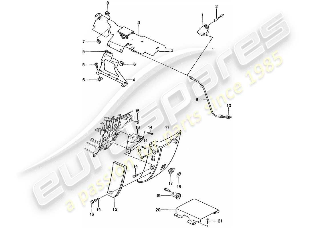 porsche boxster 986 (2003) phone preparation part diagram