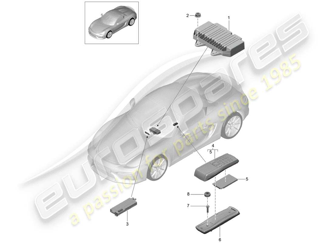 porsche boxster spyder (2016) amplifier part diagram