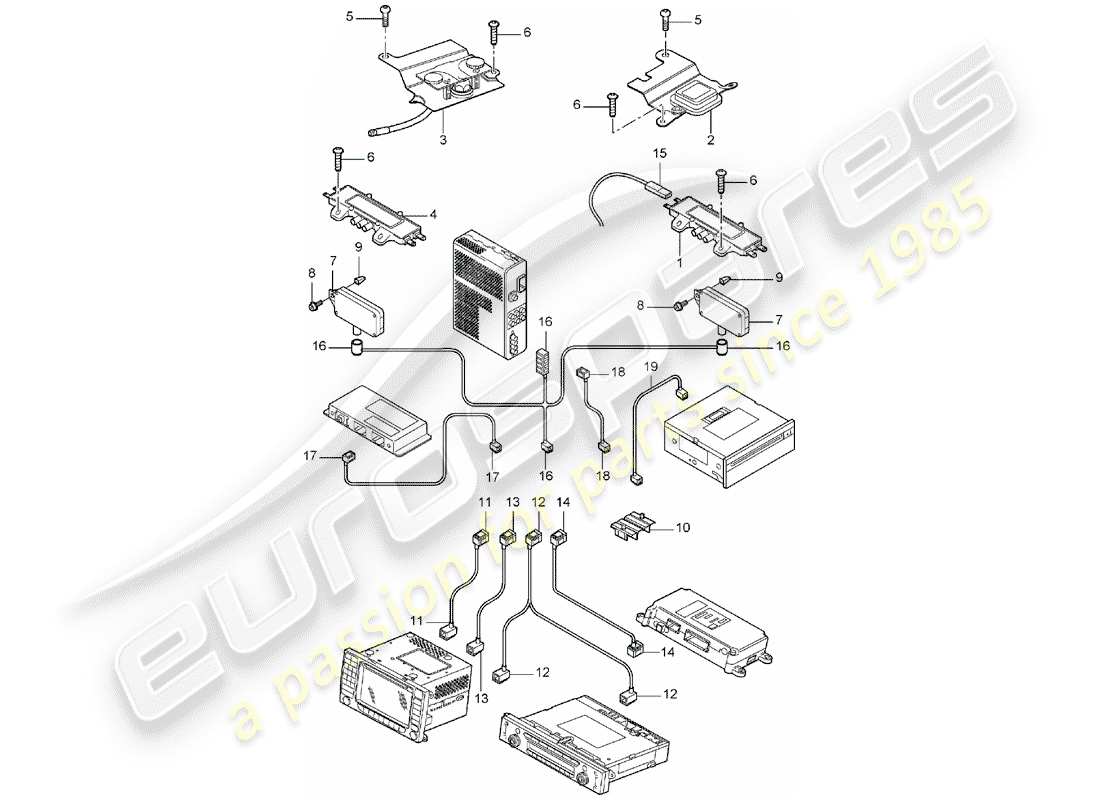 porsche cayenne (2006) antenna booster part diagram