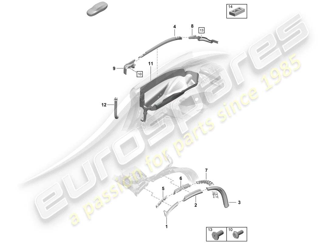 porsche boxster spyder (2019) convertible top part diagram