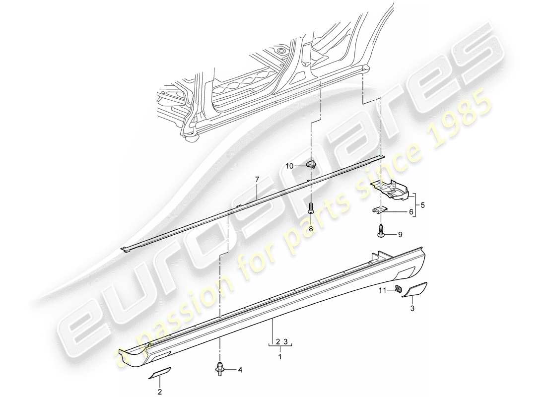 porsche cayenne (2006) trims part diagram