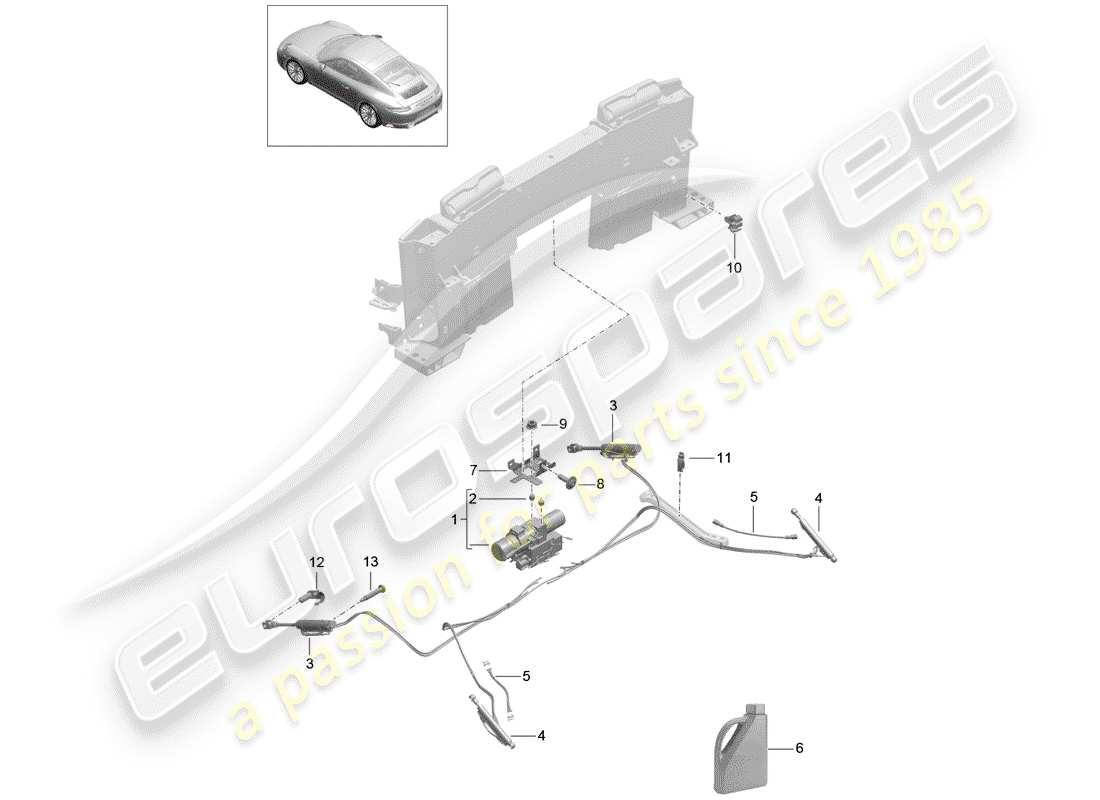 porsche 991 gen. 2 (2017) top stowage box part diagram