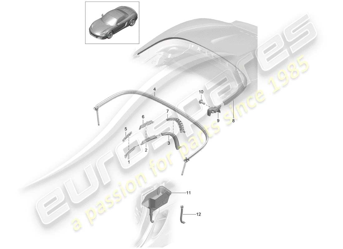 porsche boxster 981 (2016) convertible top part diagram