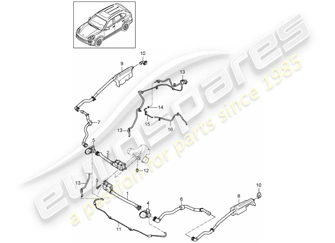 porsche cayenne e2 (2016) charge air cooler part diagram