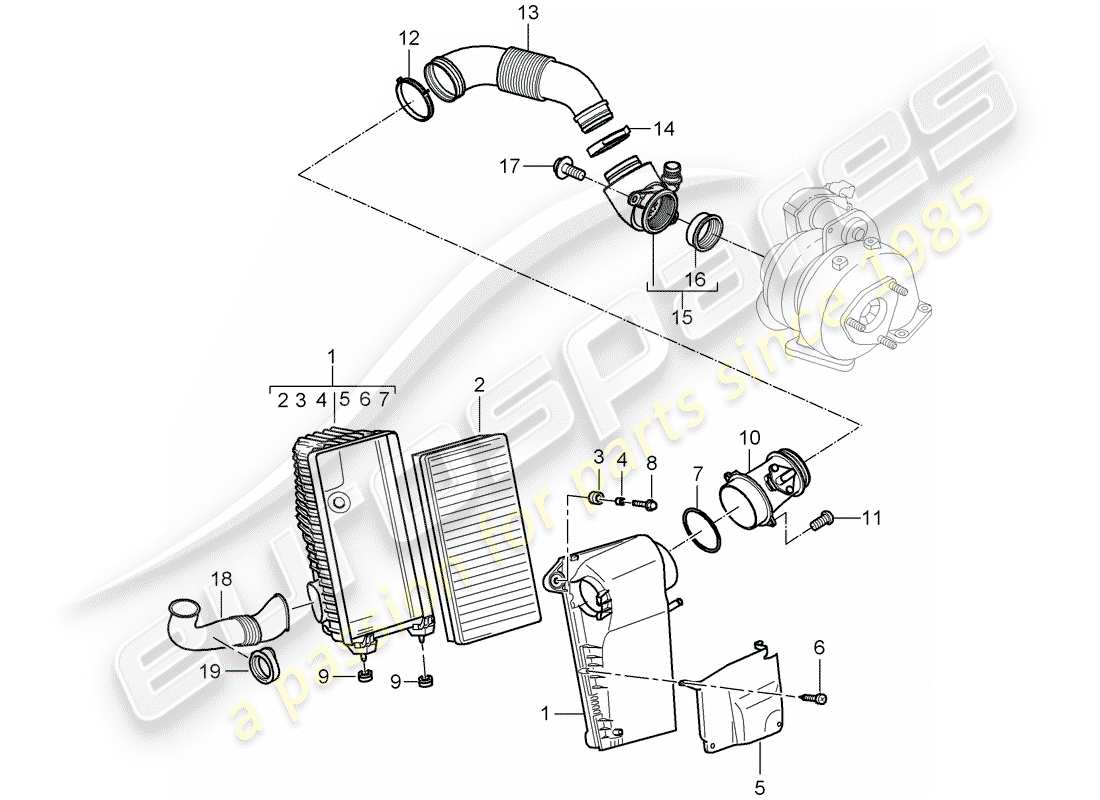 porsche cayenne (2009) air cleaner system part diagram