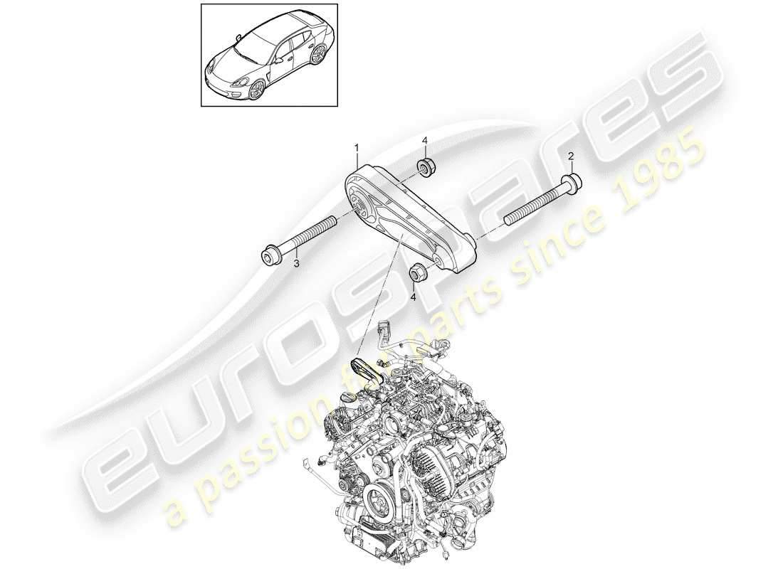 porsche panamera 970 (2010) engine suspension part diagram