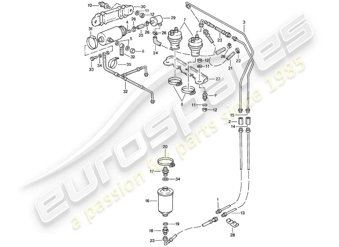 porsche 924 (1977) fuel system - f 92-46104 800>> - f >> 92-48199 999 part diagram