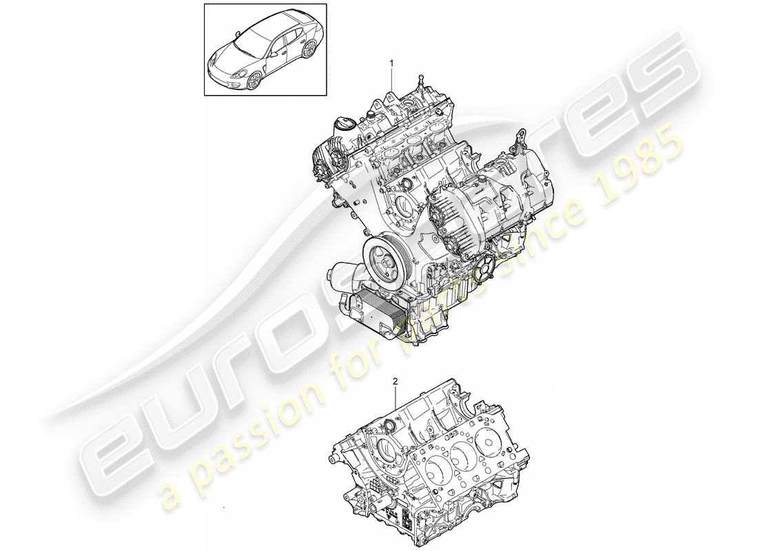 porsche panamera 970 (2010) long block part diagram