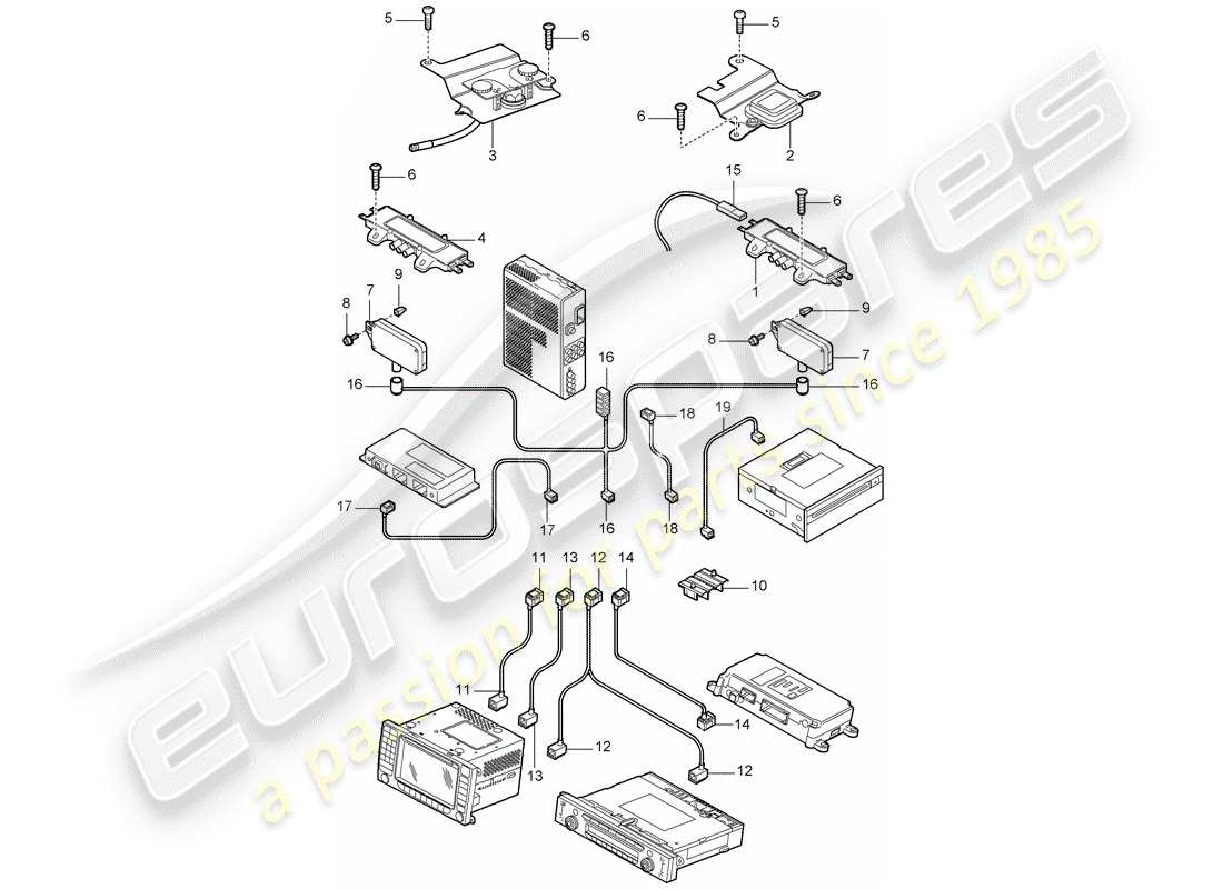 porsche cayenne (2009) antenna booster part diagram